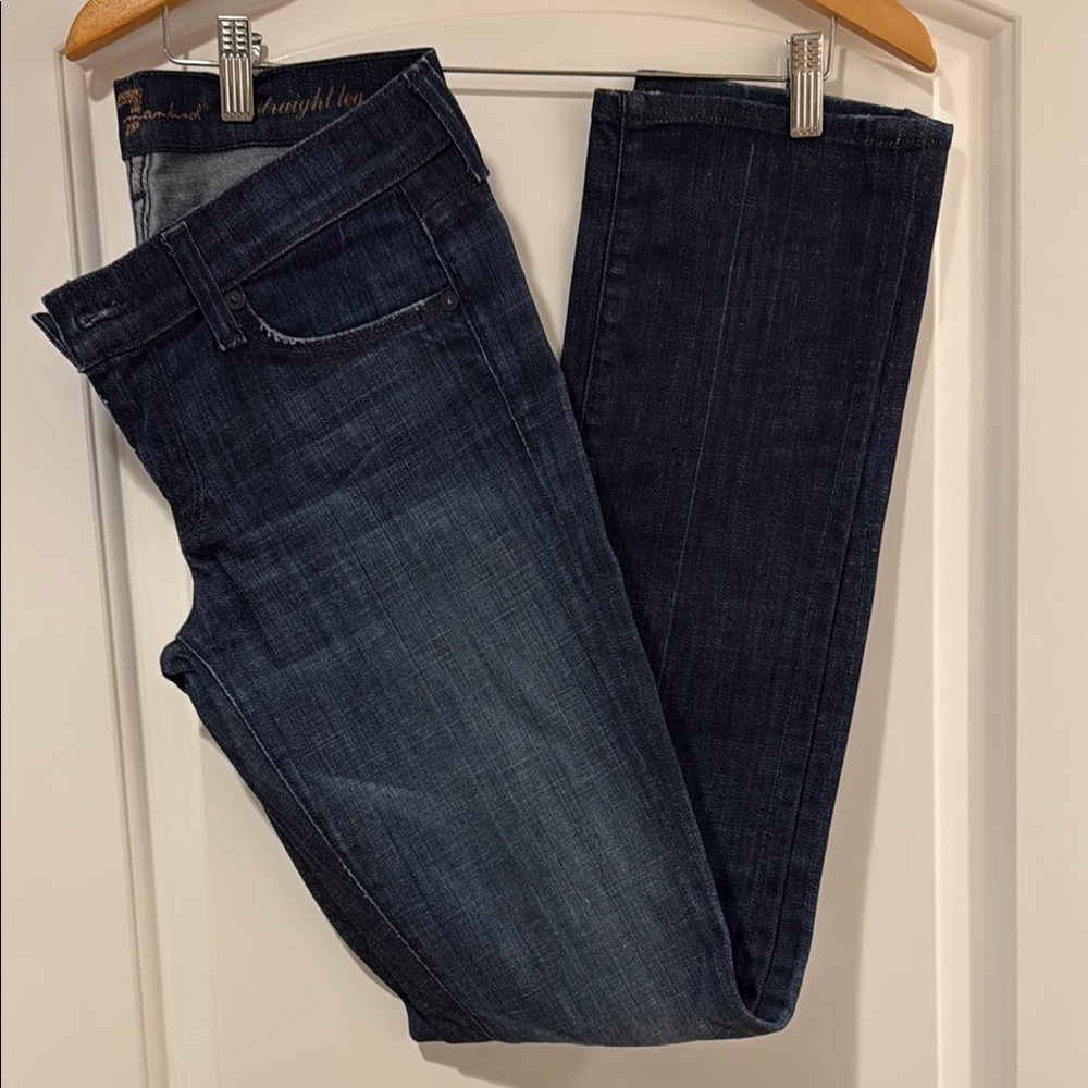 7 for all Mankind Straight Leg Dark Blue Women's Jeans